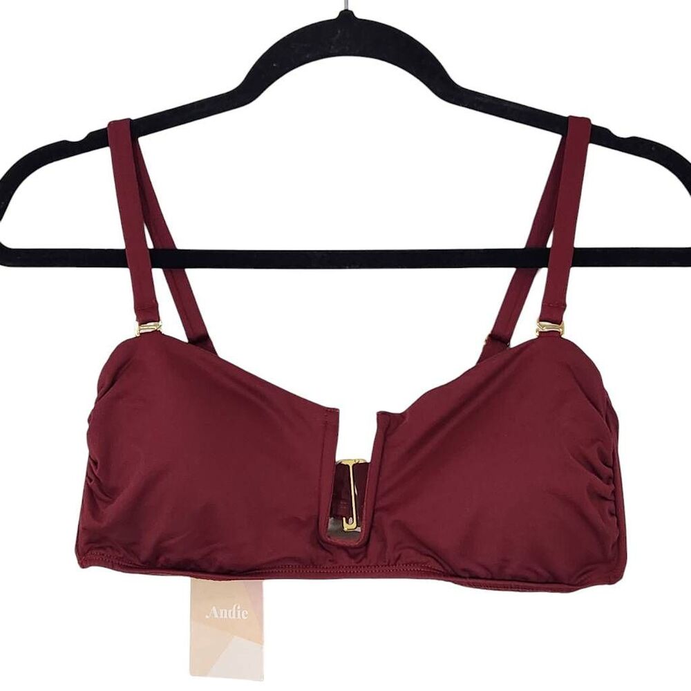 Andie Oxblood Bikini Top Wine Swim Top NWT Medium Burgundy Andie Swim Top